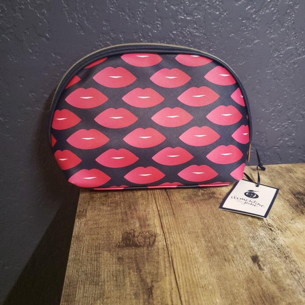 Clementine & Jane Lips Kisses Cosmetic Makeup Travel Bag Case